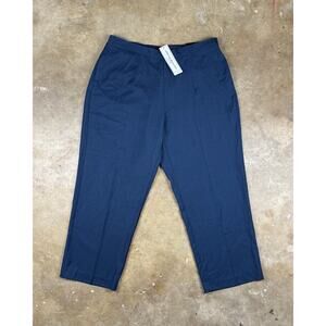Alfred Dunner Pants Women’s 16W Navy‎ Blue Classic Fit Pull-On Slacks NWT